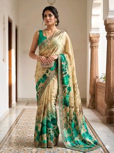 Floral Crepe Saree | Wedding Guest & Festive Wear