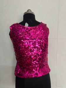 Sparkling Pink Sequin Sleeveless Top