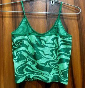 Green Abstract Print Tank Top