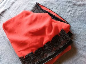 Elegent Red Saree with Black Border