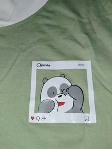 Cute Panda Graphic Tee - Pastel Green