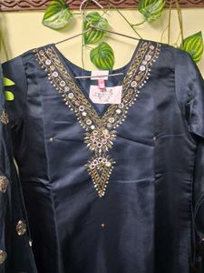Elegant Dark Blue Kurta Set with Dupatta