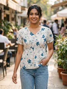 Chic Floral V-Neck Top - Sale