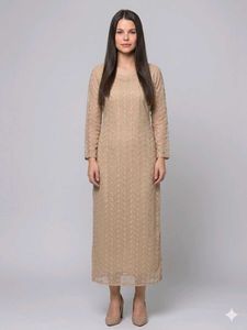 Elegant Beige Lace Maxi Dress