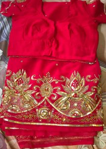 Stunning Red &amp; Gold Embroidered saree