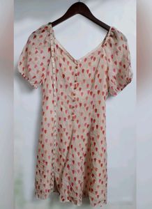 Sheer Pink &amp; Orange Print Mini Dress