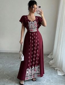 Burgundy Printed Dress 👗