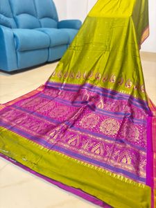 Elegant Olive Green Silk Saree