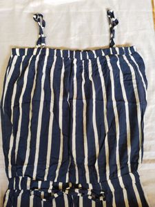 Striped Navy &amp; White Romper
