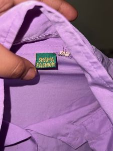 Lilac Button-Up Shirt with Eye Embellishment