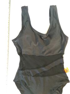 Black Mesh Insert Swimming Costume With Flaws