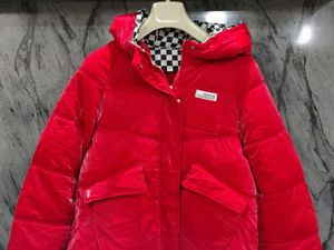 Red Puffer Jacket with Checkered Lining