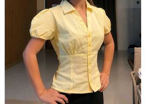 Chic Yellow Puff Sleeve Blouse