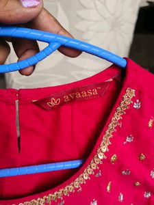 Vibrant Pink Ethnic Blouse with Gold Embellishment