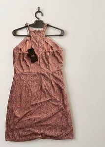 Chic Rose Lace Halter Dress