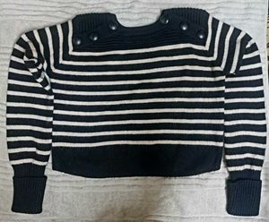 Striped Button Detail Sweater (too warm)