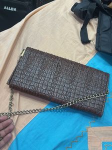 Elegant Brown Textured Clutch Bag