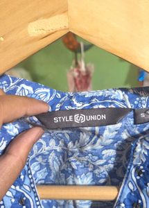 Blue Floral Print Kurta