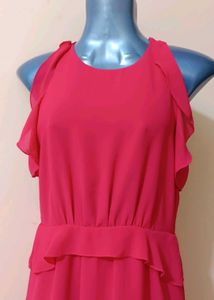 pink korean dress for college girls