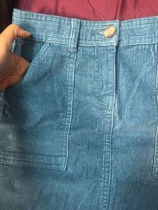 Blue Corduroy Mini Skirt