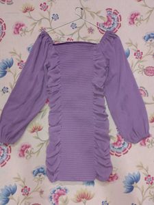 Chic Lavender Ruched Mini Dress