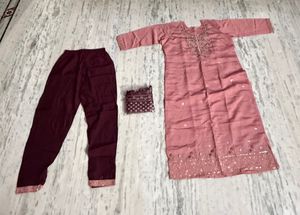 Embroidered Pink Kurta