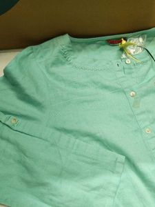 Light Green Kurta with Button Neck