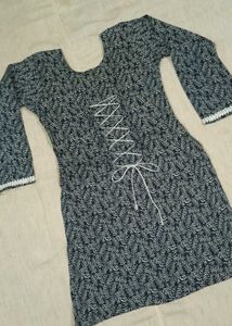 Stylish Printed Kurti with Lace-Up Back