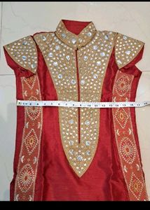 Mirror Silk Kurta Set With Embroidery