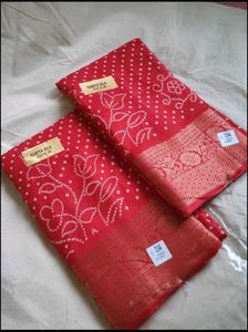 Vibrant Red Bandhani Silk Saree