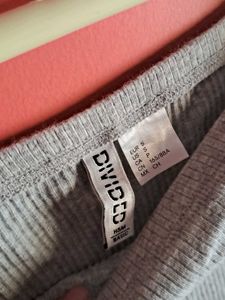 Grey Off-Shoulder Ribbed Top
