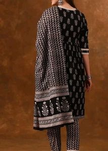 Black Embroidered Kurta Set