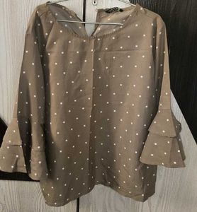 Chic Polka Dot Ruffle Sleeve Top