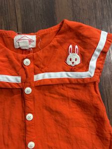 Linen Cute Orange Romper