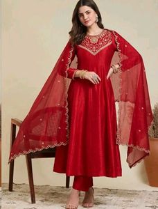 Elegant Red Kurta Set with Dupatta