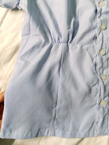 💙 blue puffed sleeve striped top ( New )