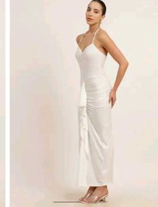 White Ruched Maxi Dress