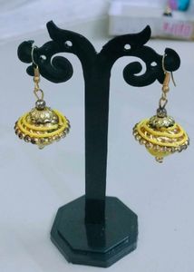 Yellow Jhumka Earrings