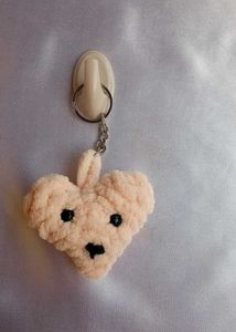Crochet Heart Plushie Keychain