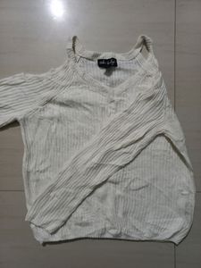Cold-Shoulder Woolen Sweater