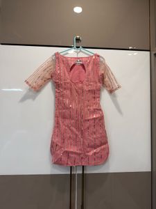 Pink Kurta with Gold Stripes