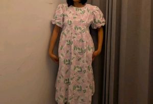 Floral Puff Sleeve Midi Dress