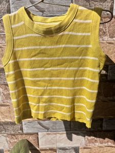 Striped Yellow Knit Tank Top