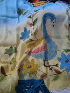original hand brush paint saree