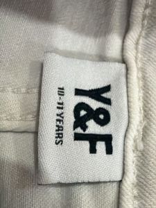 White Button-Front Denim Skort