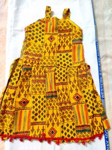 Yellow Printed Kurta Set with Dhoti Pants
