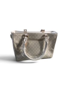 Elegant Monogram Print Tote Handbag with Detachabl
