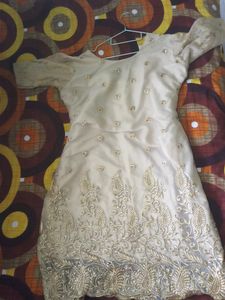 Golden Kurti With Half Sleeves