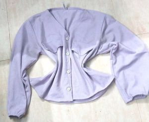 lavender korean styled Button-Up Top 🍒✨️