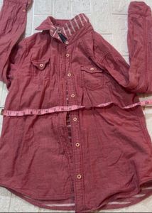 Pink Denim Blend Button-Up Shirt- clearance